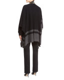 Striped Cashmere Bateau-Neck Poncho, Black