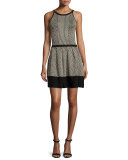 Candice Metallic Fit-&-Flare Dress, Gold