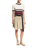 Chapman Pleated Culottes with Belt, Beige