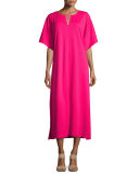 Long Dolman-Sleeve Dress w/ Lattice Detail