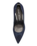 Nouveau Denim Pointed-Toe Pump, Navy