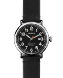 41mm Runwell Leather Watch, Black 