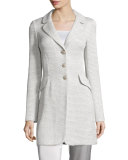 Allure Shimmery Knit Three-Button Jacket, Platinum