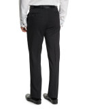 Basic Flat-Front Wool Trousers, Black