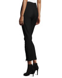Laced Stretch Ponte Leggings, Black
