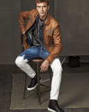 Distressed Button-Down Jean Jacket, Blue