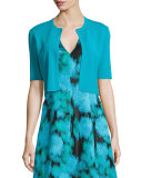 Half-Sleeve Cropped Cardigan, Teal