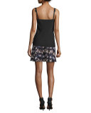 Army of Hearts Tweed-Trim Silk Miniskirt, Wild Rose/Tan