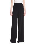 Satin-Back Crepe Wide-Leg Pants, Caviar