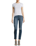 Hoxton Ankle Peg Jeans with Folded Undone Hem, Lexi Destructed