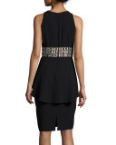 Sleeveless Beaded-Waist Peplum Cocktail Dress