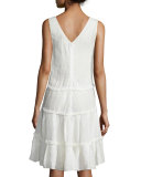 Sleeveless Ruffle-Skirt A-Line Dress, Chalk