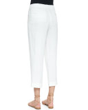 Cashmere-Blend Ankle Pants, Optic White