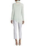 Long-Sleeve Sheer Crepe Asymmetric Tunic