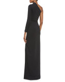 Nadia One-Shoulder Maxi Dress, Black