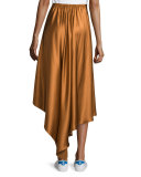 Sydney Silk Satin Midi Skirt, Coppertone