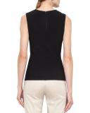 Lace-Yoke Sleeveless Top, Black