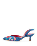 Fauna Floral Denim 50mm Pump, Denim