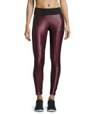 Shiny Moto Sport Leggings, Wine/Black