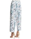 Drawstring-Waist Cropped Lounge Pants, Cuban Forest