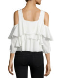 Viga Cold-Shoulder Silk Top