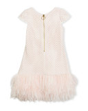 Cap-Sleeve Netted Shift Dress, Pink, Size 4-6X
