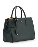 Saffiano Lux Double-Zip Tote Bag, Emerald (Emerald)