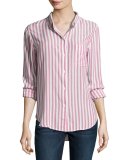 Aly Striped Oxford Shirt, Red/White