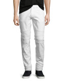 Westham Moto-Style Tapered Jeans, Vintage White