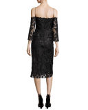 Adora Cold-Shoulder Floral Lace Cocktail Dress