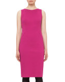 Fitted Stretch-Jersey Sleeveless Dress, Pink