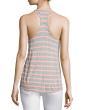 Huntington Racerback Striped Tank, Heather Gray/Sunkissed