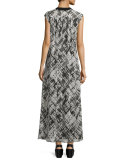 Basketweave-Printed Silk Maxi Dress