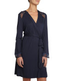 Noor Lace-Inset Robe, Navy