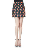 Diamond-Print A-Line Mini Skirt, Multi Colors