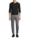 Donegal Flat-Front Trousers, Black/White
