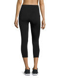 Paneled Mid-Rise Cropped Leggings, Black