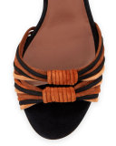 Jamie Knotted Suede Block-Heel Sandal, Brown/Black
