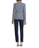 Honeycomb-Print One-Button Jacket, Midnight Blue