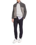 Athletic Crewneck Sweater, Light Gray