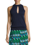 Keyhole Sleeveless Halter Sweater, Maritime