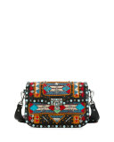 Rockstud Rolling Glam Santeria Medium Shoulder Bag, Multicolor/Black/Light Cuir