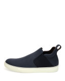 Leather Mid-Top Slip-On Sneaker, Navy