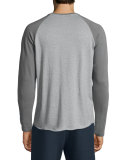Colorblock Raglan-Sleeve Baseball Shirt, Smoked Gray