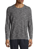 Cashmere-Blend Melange Long-Sleeve Shirt, Black/White