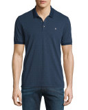 Diamond-Grid Print Short-Sleeve Polo Shirt, Navy