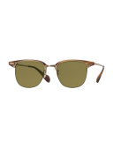 Executive I Half-Rim Sunglasses, Light Brown