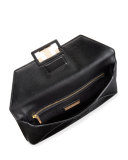 Gigi Leather Clutch Bag, Black