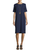 Short-Sleeve Round-Neck Jersey Dress, Petite