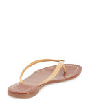 Terra Flat Patent Thong Sandal, Sun Beige